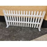 Twelve lengths of large hardwood Picket Fencing. H93 x D30 x W183cm each approx.