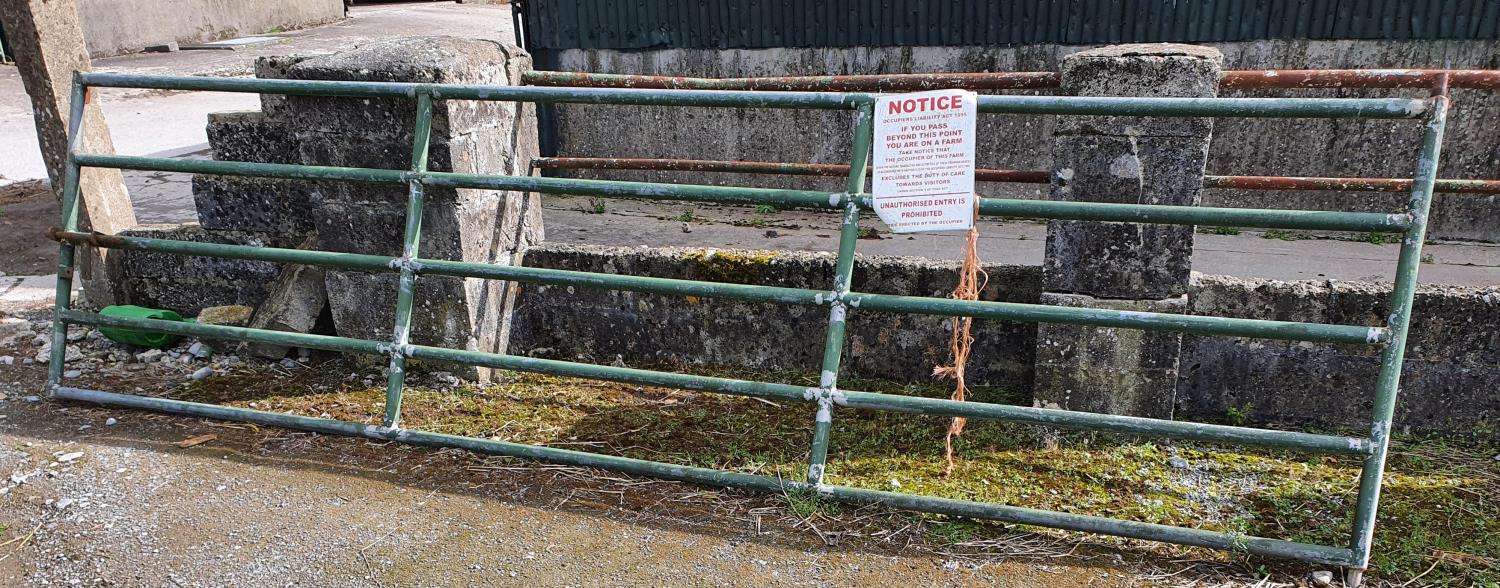 A large Galvanised Gate. H134 x W455cm approx.