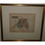 An 18th Century Book Plate Map of Queens County. Hand coloured. 35 x W38cm approx.