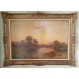 Arthur De Breanski. An Oil on Canvas of a sunset river landscape. Signed LR. 51 x 76cm approx.