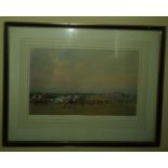 A Horse Racing scene. A signed Coloured Print after Lionel Edwards. H44 x W57cm approx.