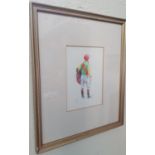 A coloured Print of a Jockey. 34 x W29cm approx.