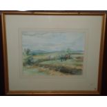 June Brilly. A 20th Century Watercolour of Cattle in a field. Signed LR. 28 X W38cm approx.