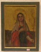 Madonna. Öl/Holz, um 1900. 24 x 18cm.