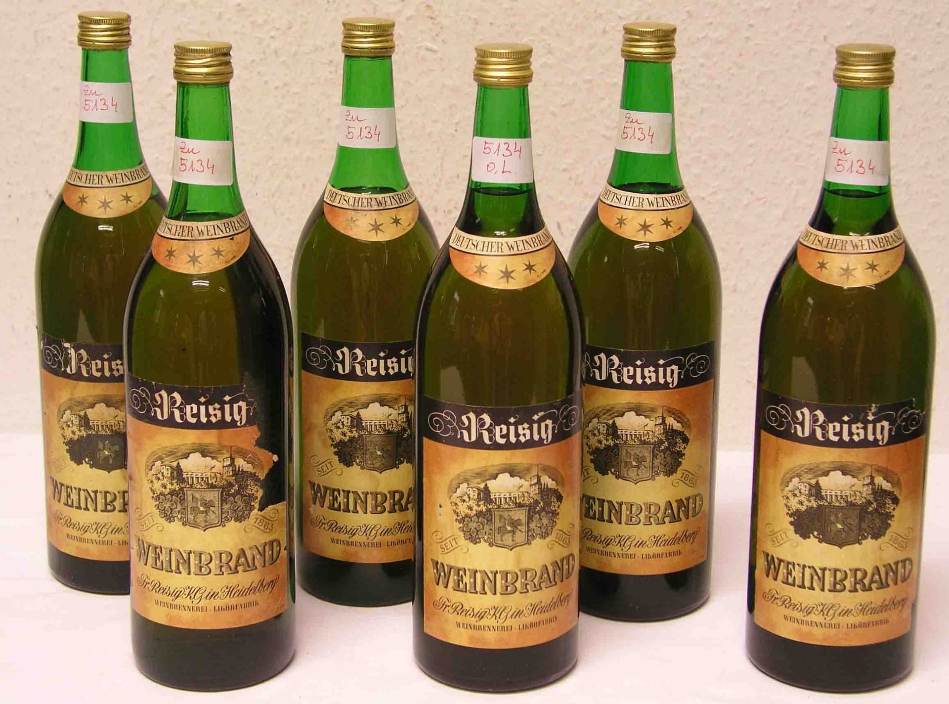 Alkoholika: "Weinbrand Reisig". Sechs