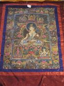 Thangka. Tibet. Im Zentrum Bodhisattva