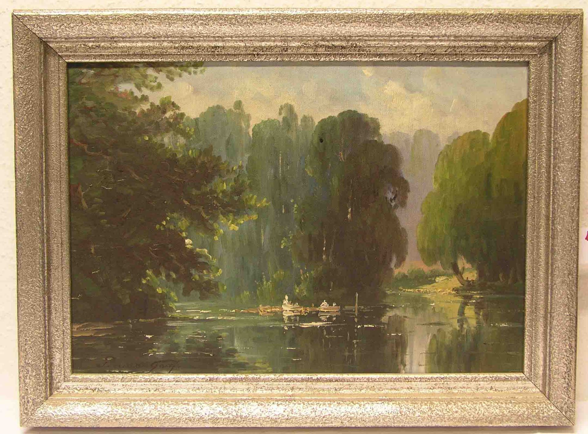 "Parklandschaft mit See". Öl/Lwd.,