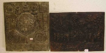 Buddhistisch, 2 geprägte Metalltafeln