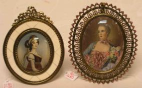 Zwei Miniaturen auf Elfenbein "Madame Pompadour"