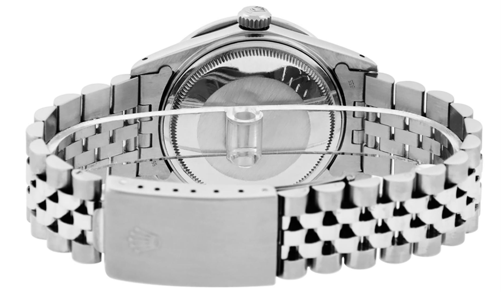 Rolex Mens SS Black Diamond & Ruby Channel Set Diamond Datejust Wristwatch 36MM - Image 5 of 7