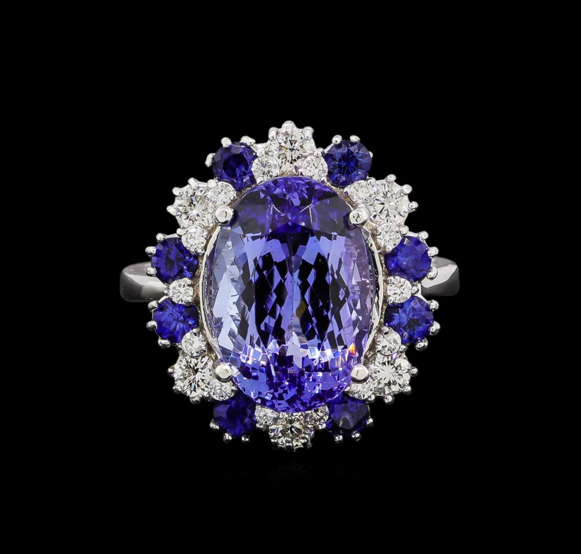 14KT White Gold 6.27 ctw Tanzanite, Sapphire and Diamond Ring - Image 2 of 5