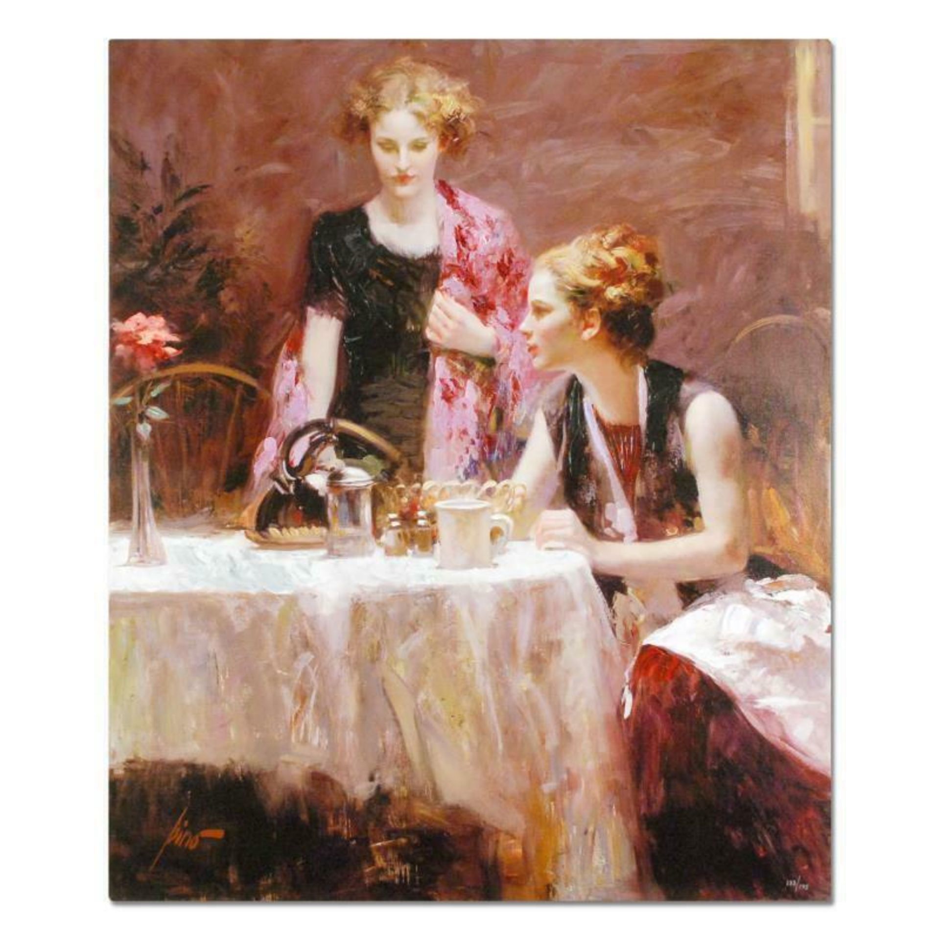 Pino (1939-2010), "After Dinner" Artist Embellished Limited Edition on Canvas, N