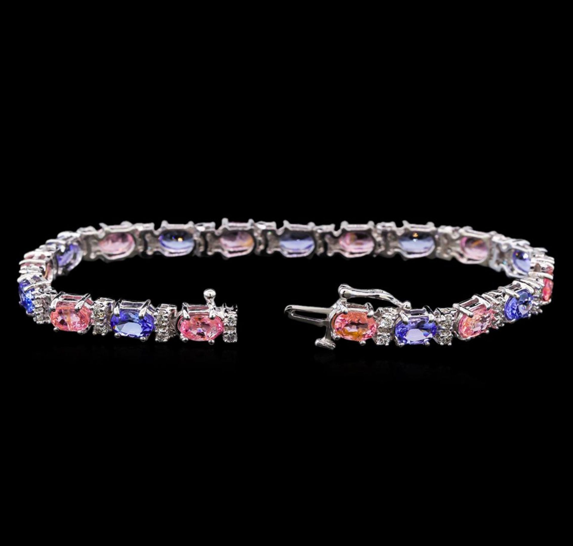 14KT White Gold 6.30 ctw Sapphire, Tanzanite and Diamond Bracelet - Image 3 of 4