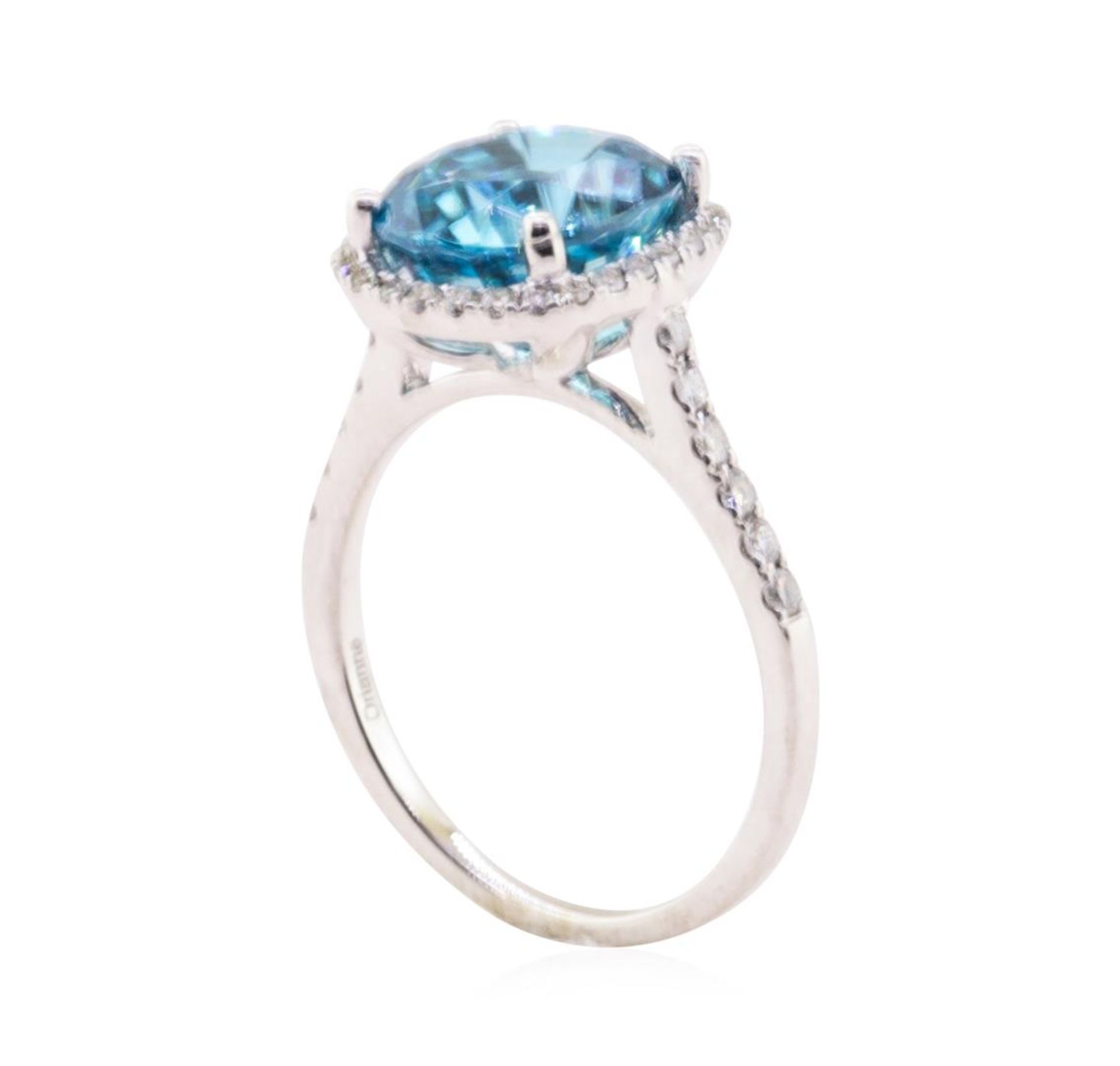 4.46 ctw Blue Zircon and Diamond Ring - 14KT White Gold - Image 4 of 5