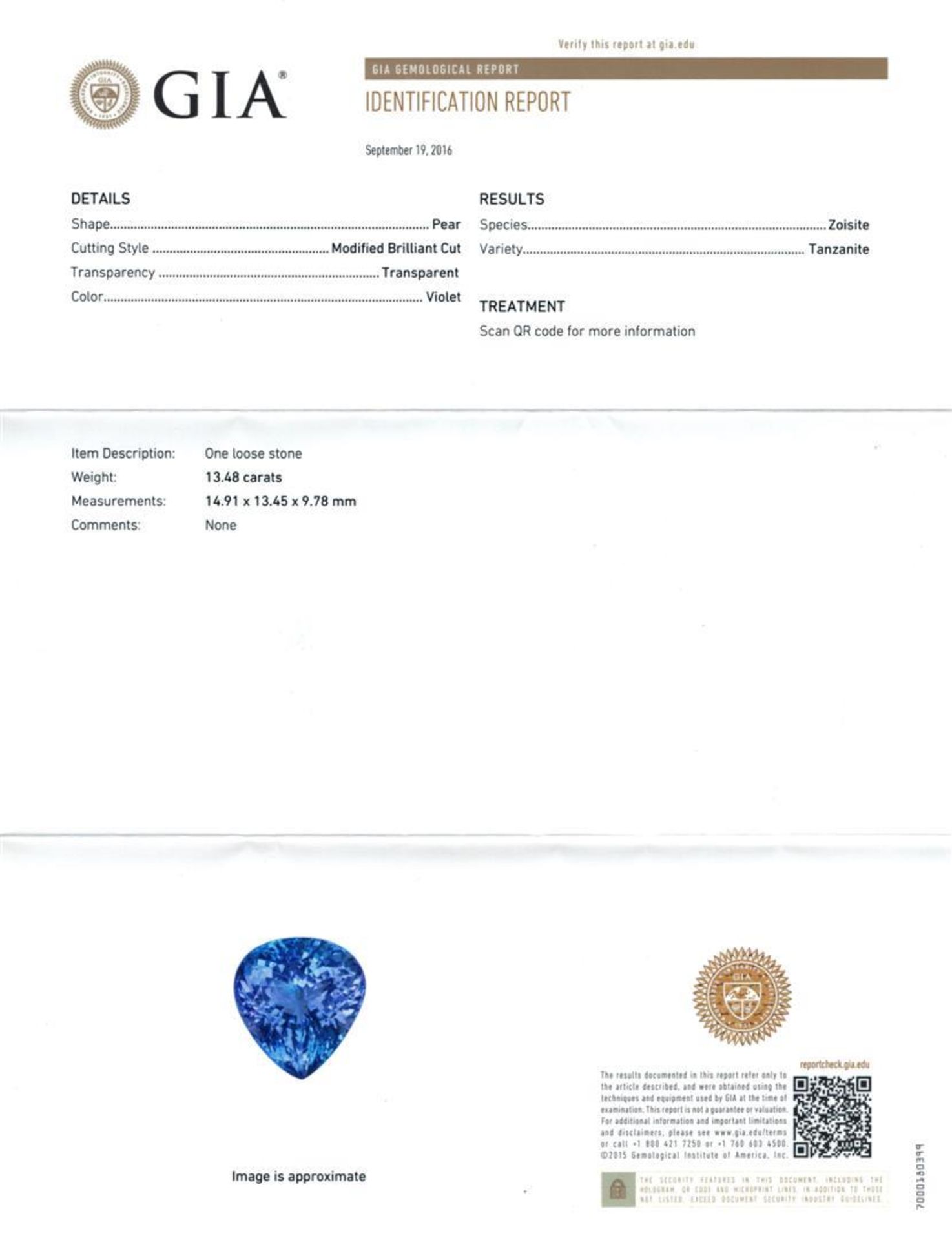 GIA Cert 13.48 ctw Tanzanite and Diamond Ring - 14KT White Gold - Image 6 of 6