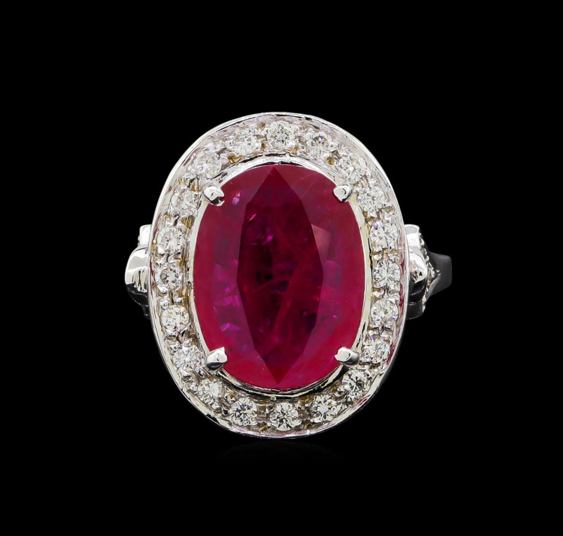 GIA Cert 4.07 ctw Ruby and Diamond Ring - 14KT White Gold - Image 2 of 6