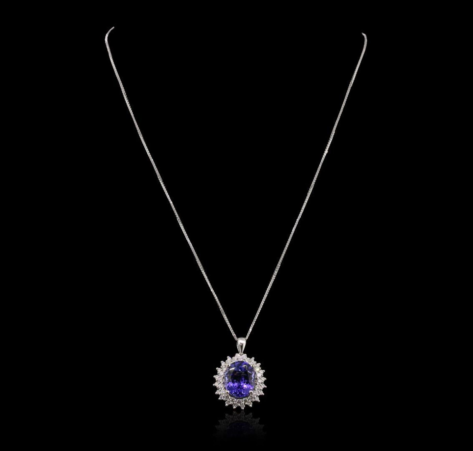14KT White Gold 9.14 ctw Tanzanite and Diamond Pendant With Chain - Image 2 of 3