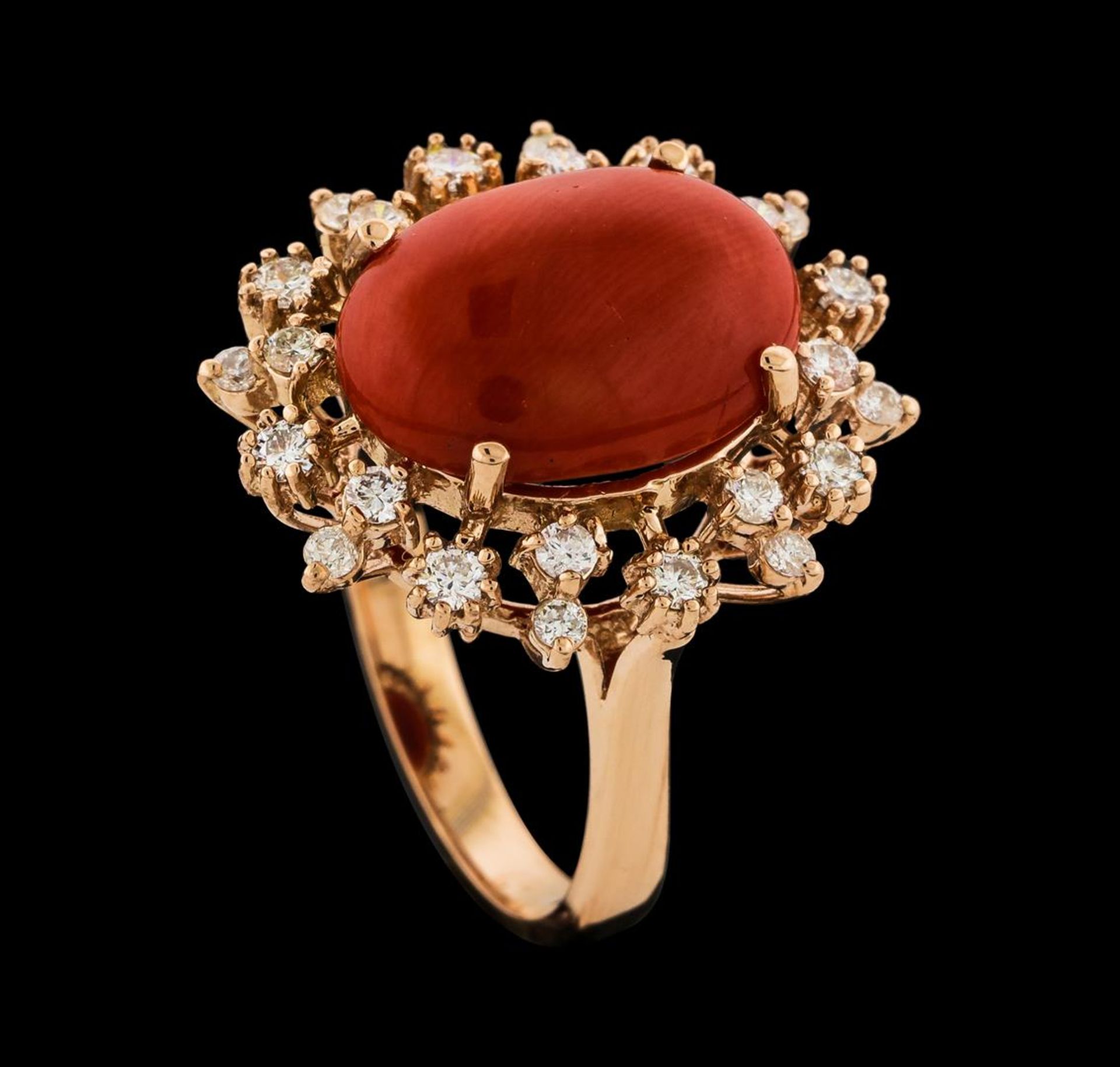 5.07 ctw Coral and Diamond Ring - 14KT Rose Gold - Image 4 of 4