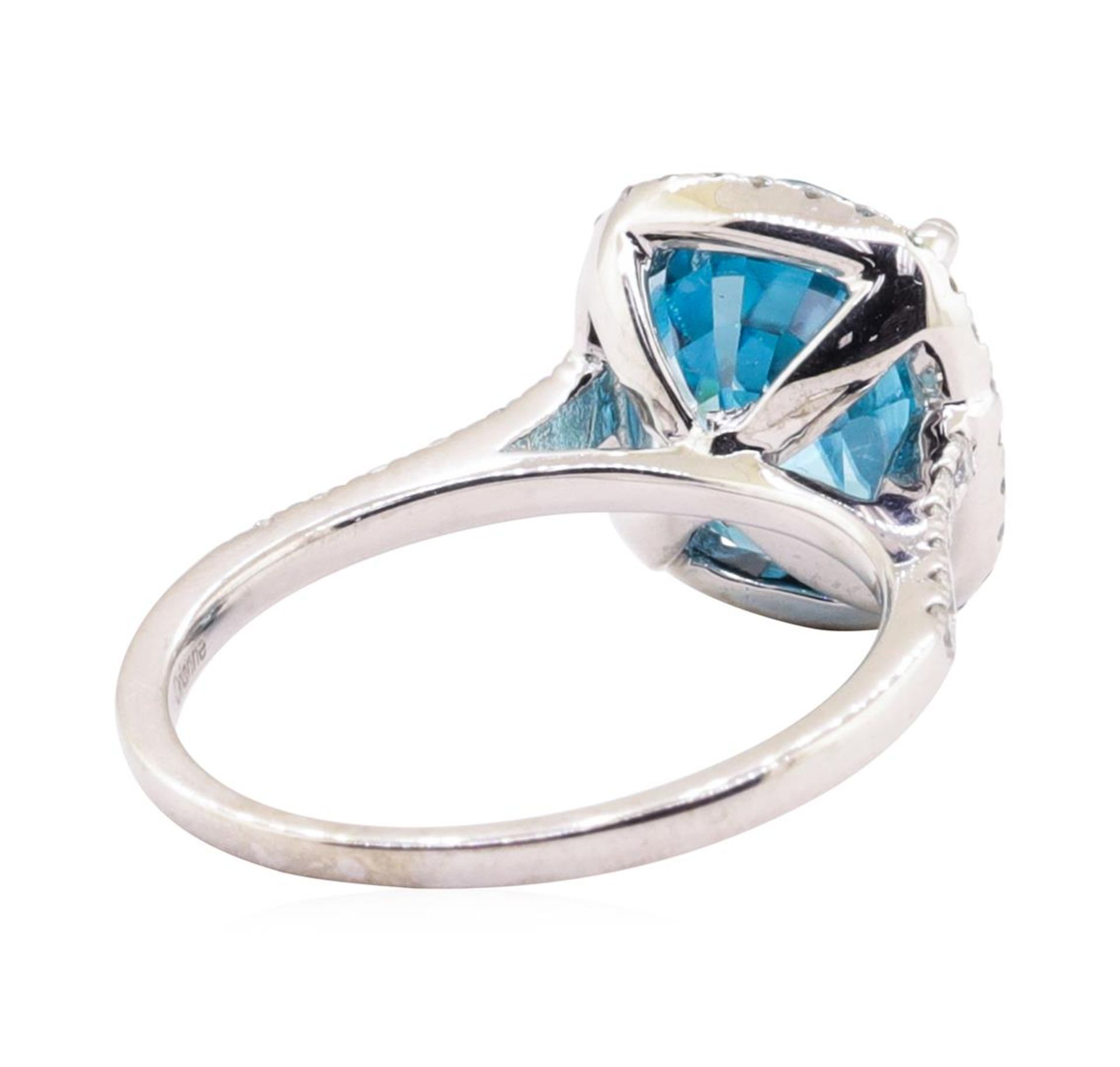 4.46 ctw Blue Zircon and Diamond Ring - 14KT White Gold - Image 3 of 5
