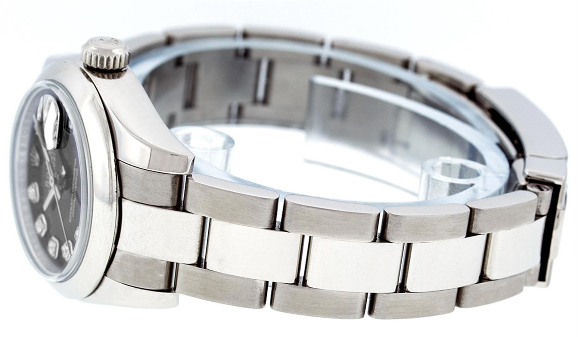 Rolex Ladies Stainless Steel Black Diamond Quickset Datejust Wristwatch 26MM - Image 9 of 9