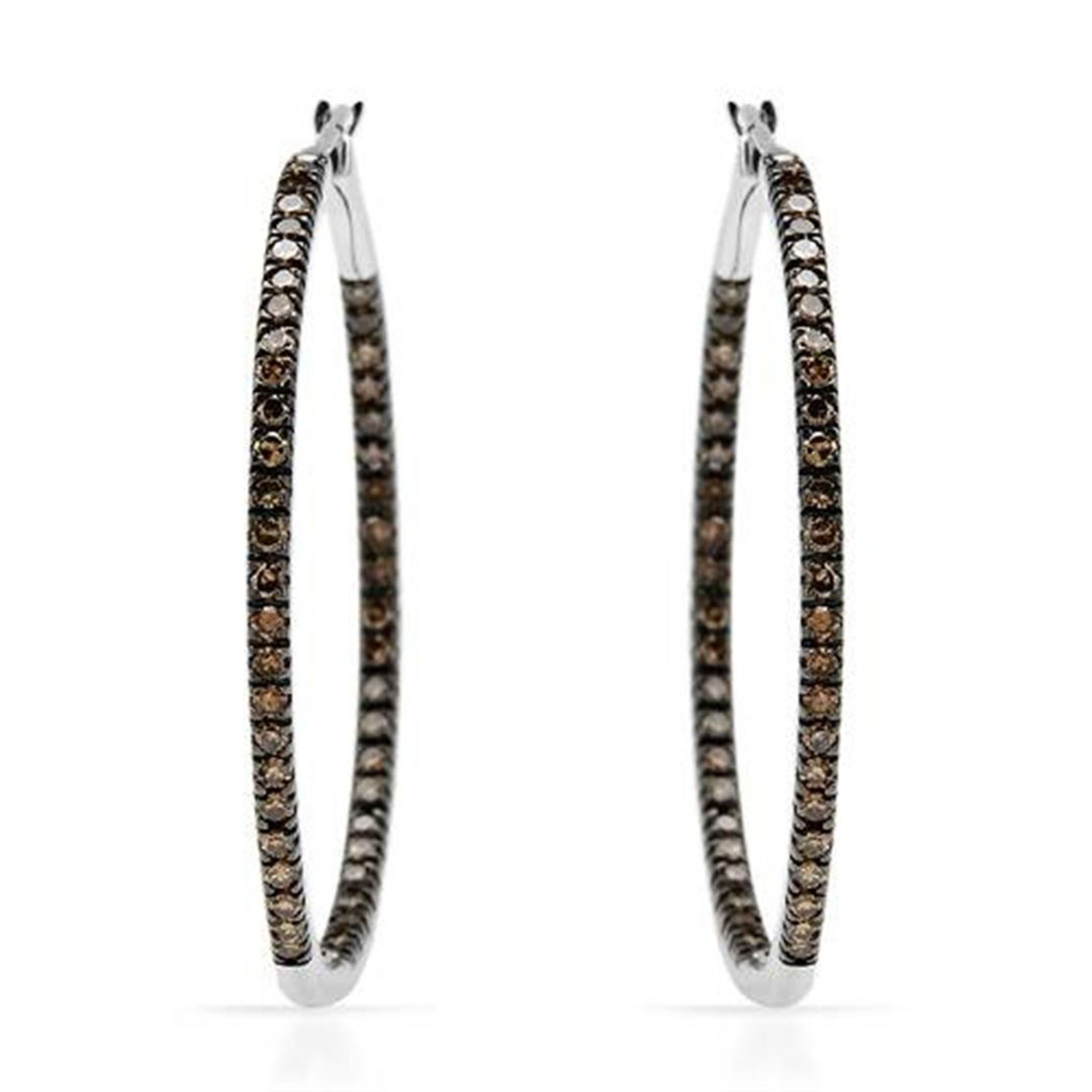 14k White Gold 1.00 ctw Brown Diamonds Earrings, (SI1-SI2/Gold)