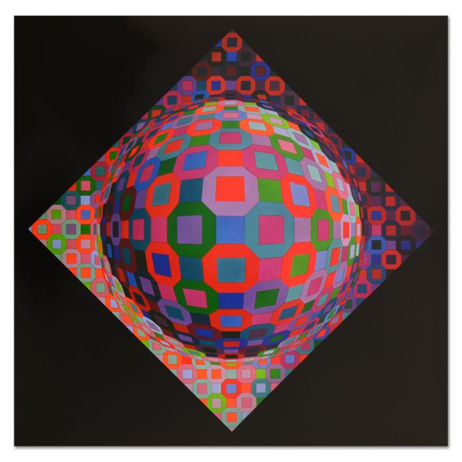 Victor Vasarely (1908-1997), "Planetary" Heliogravure Print, Titled Inverso.