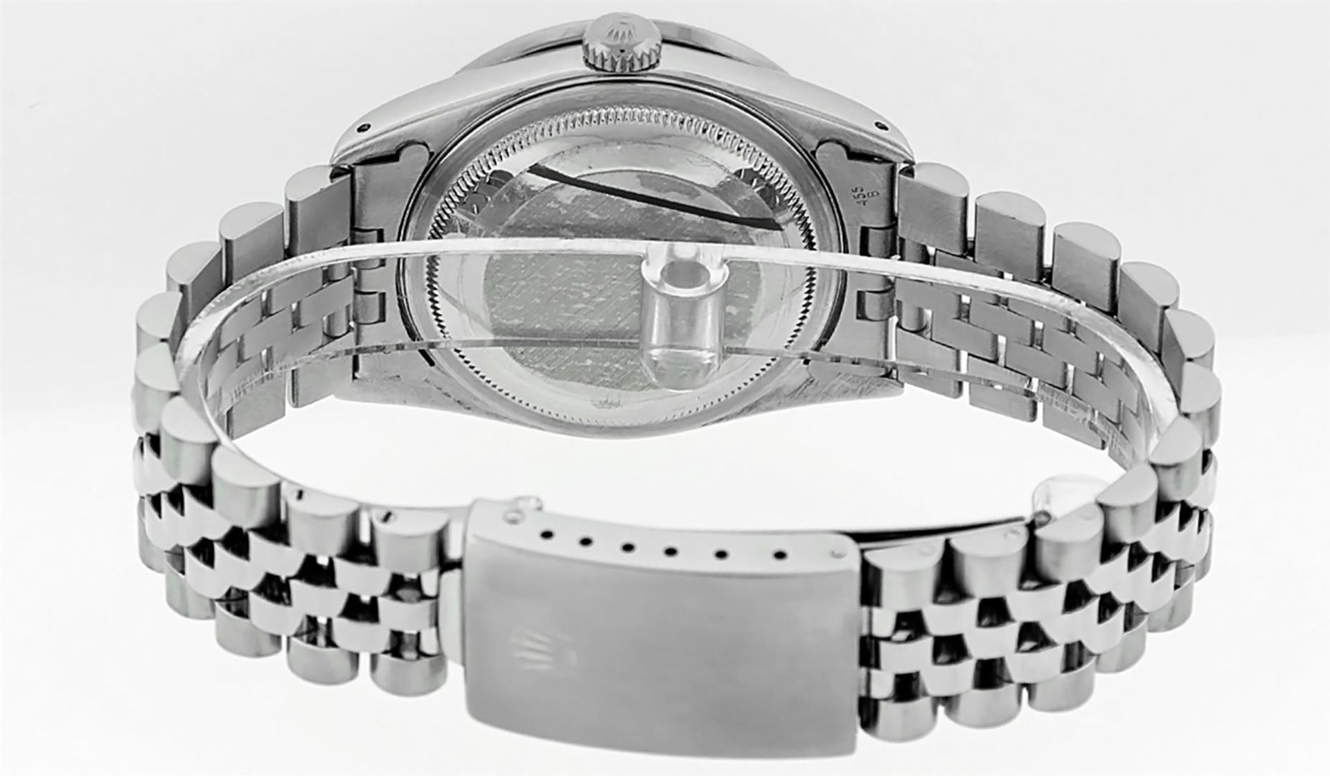 Rolex Mens Stainless Steel Silver Diamond Lugs & Pyramid Bezel Datejust Wristwat - Image 5 of 8