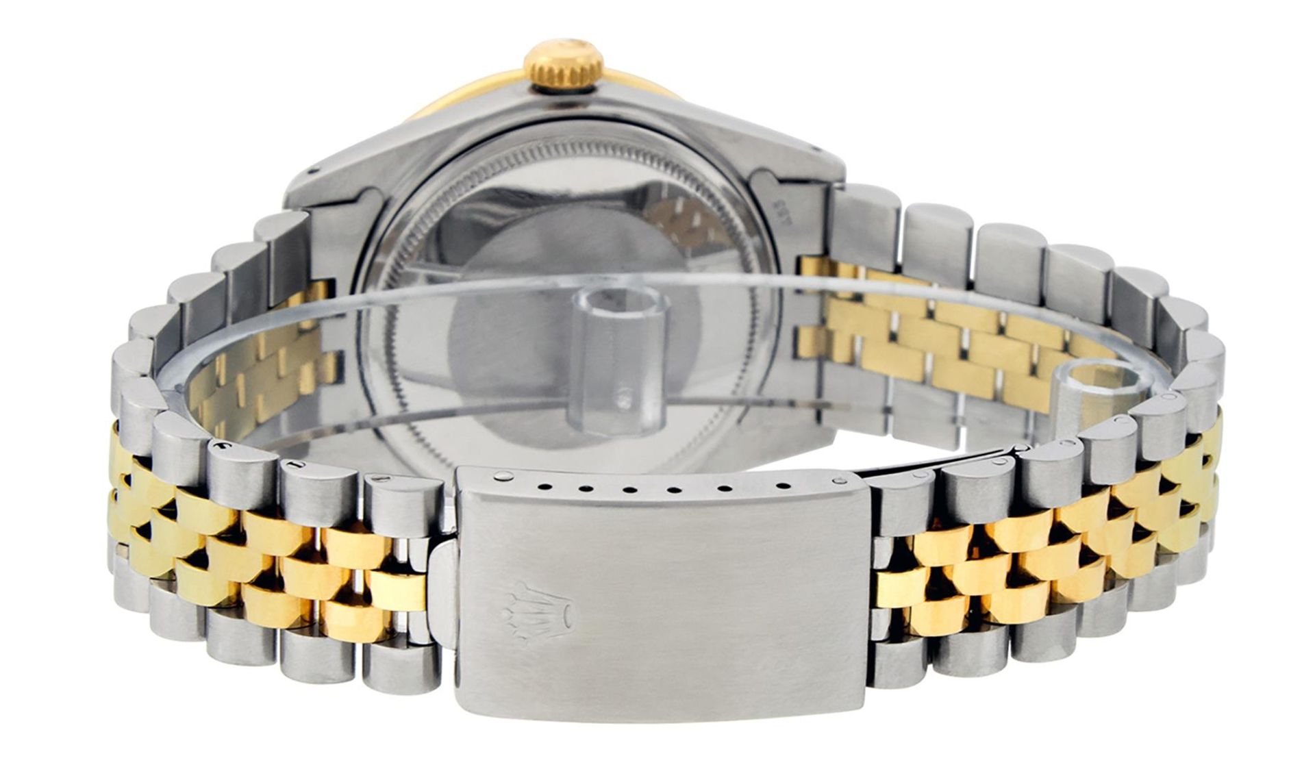 Rolex Mens 2 Tone Black Diamond Pyramid Bezel 36MM Datejust Wristwatch - Image 8 of 9