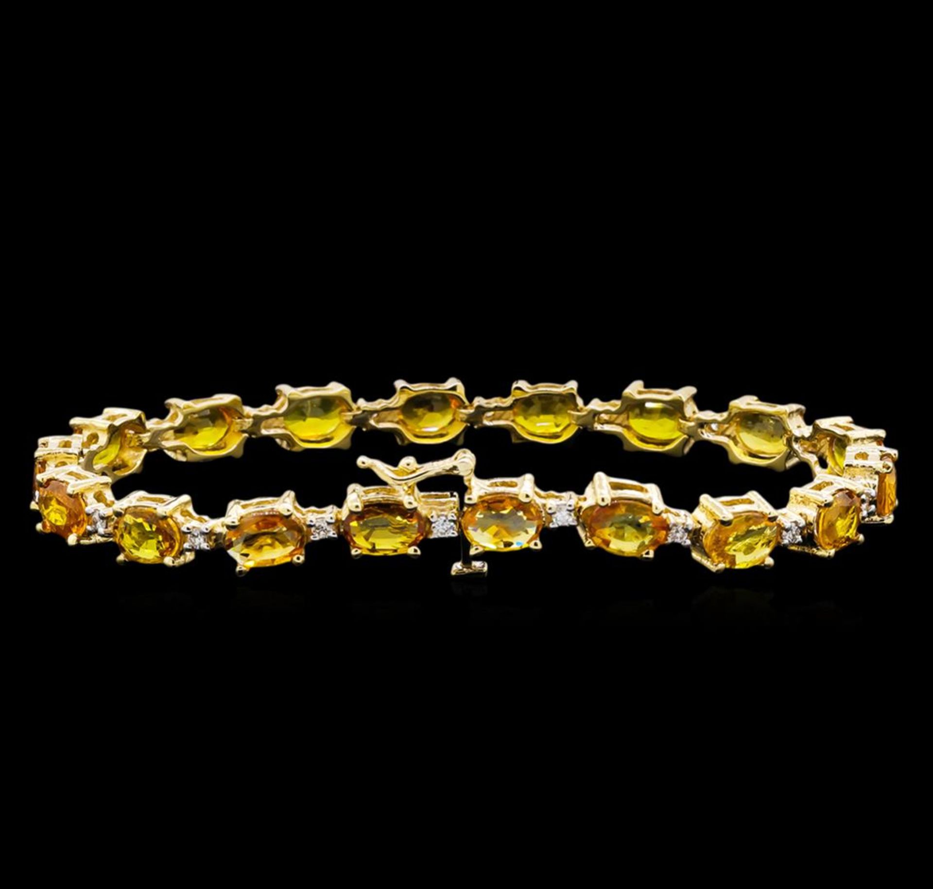 15.57 ctw Yellow Sapphire and Diamond Bracelet - 14KT Yellow Gold - Image 2 of 4