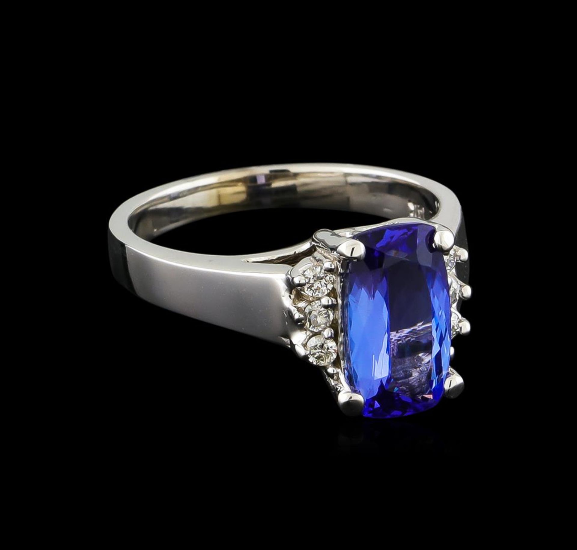 2.57 ctw Tanzanite and Diamond Ring - 14KT White Gold