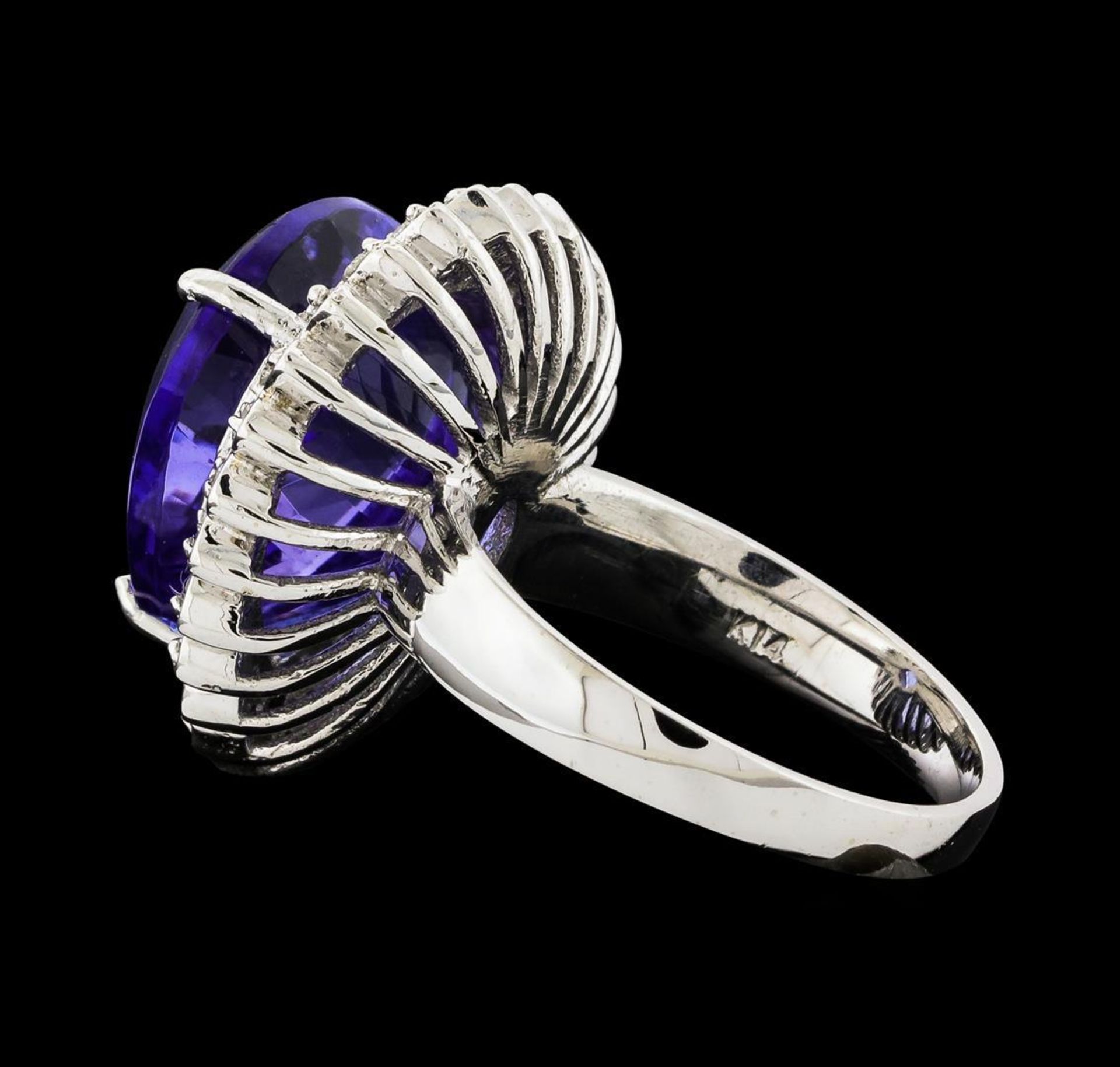 GIA Cert 13.48 ctw Tanzanite and Diamond Ring - 14KT White Gold - Image 3 of 6