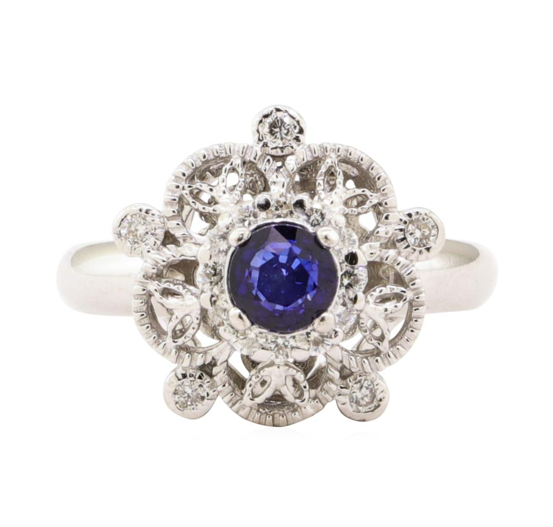 0.88 ctw Blue Sapphire And Diamond Ring - 14KT White Gold - Image 2 of 5