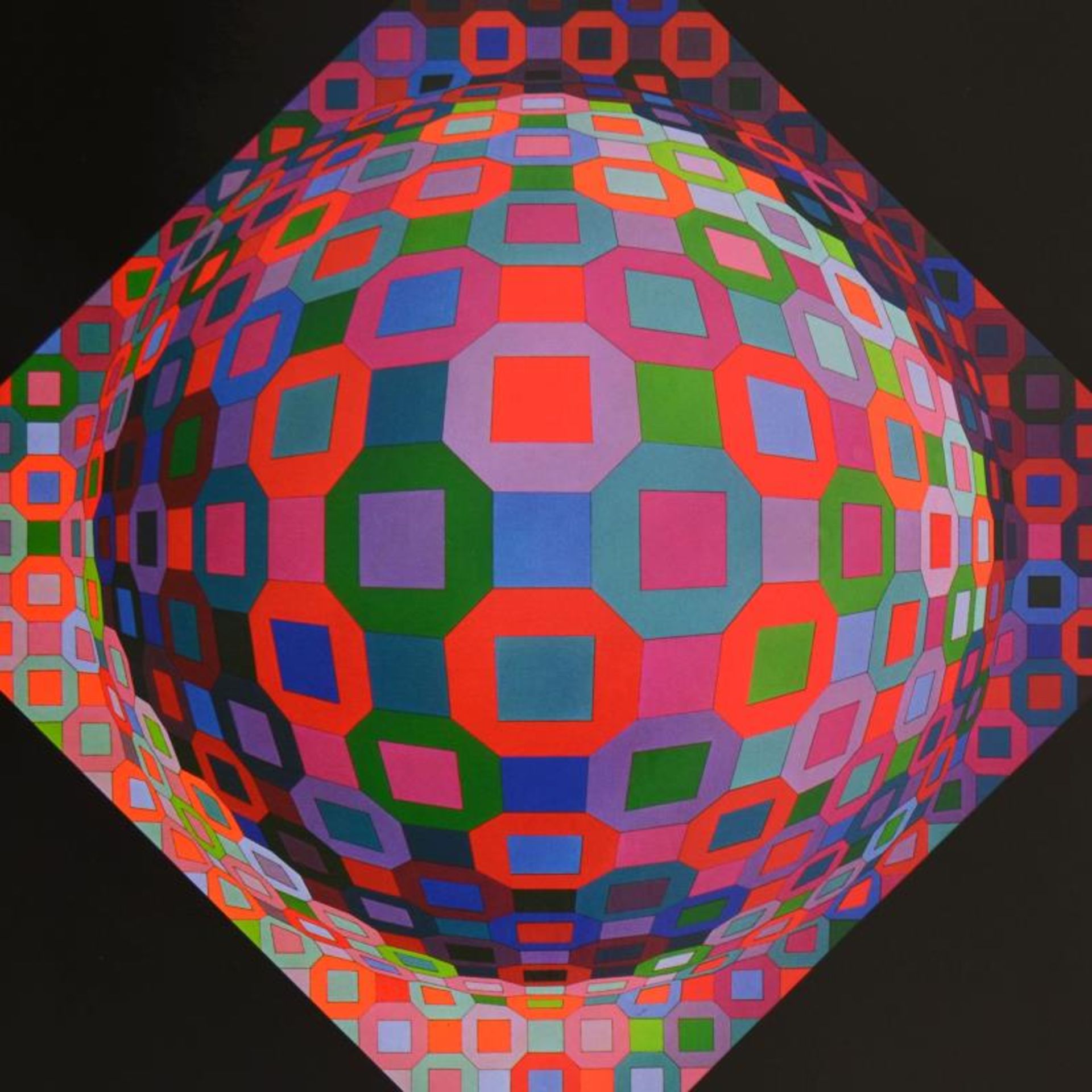 Victor Vasarely (1908-1997), "Planetary" Heliogravure Print, Titled Inverso. - Image 2 of 2