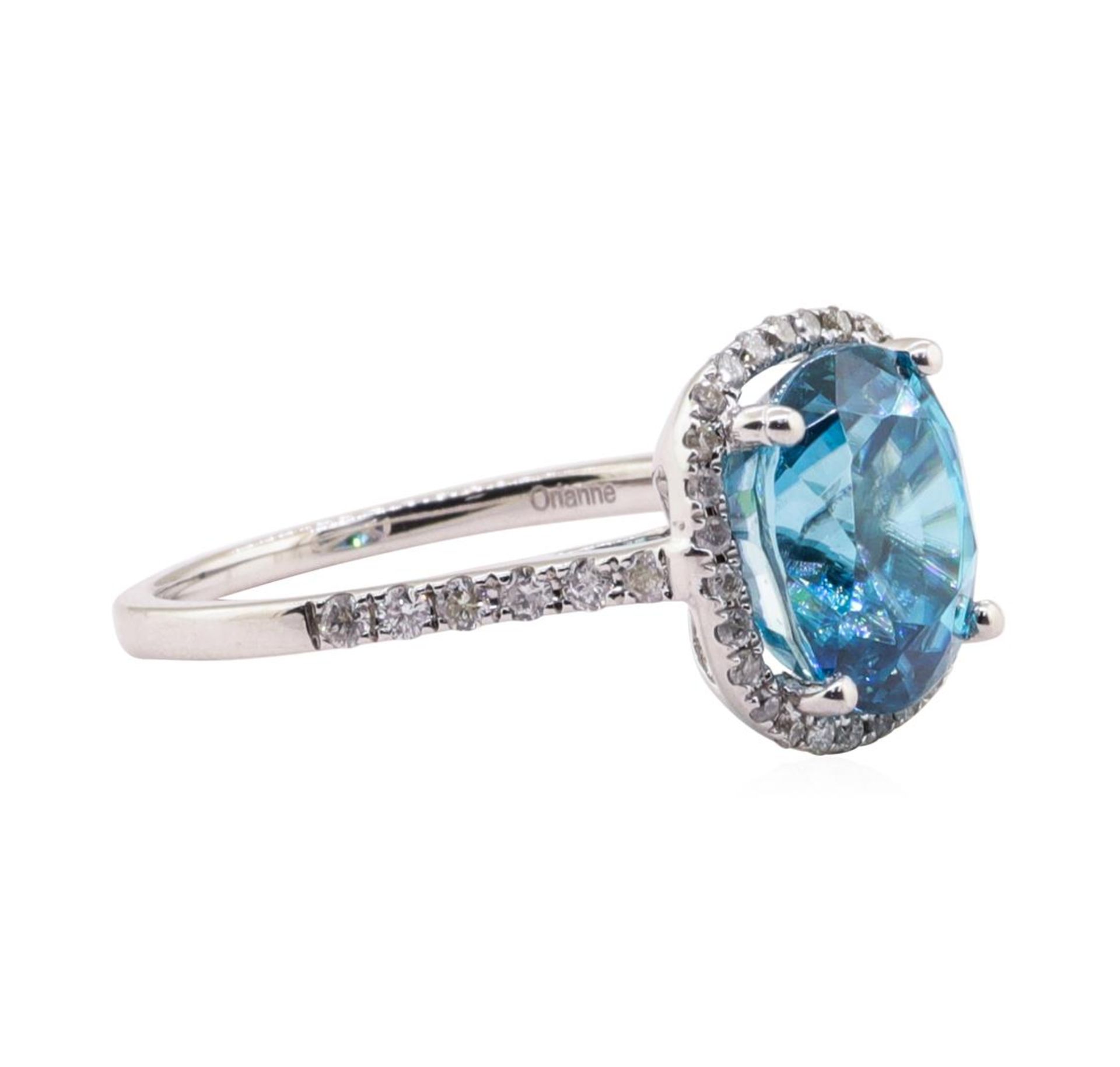 4.46 ctw Blue Zircon and Diamond Ring - 14KT White Gold - Image 2 of 5