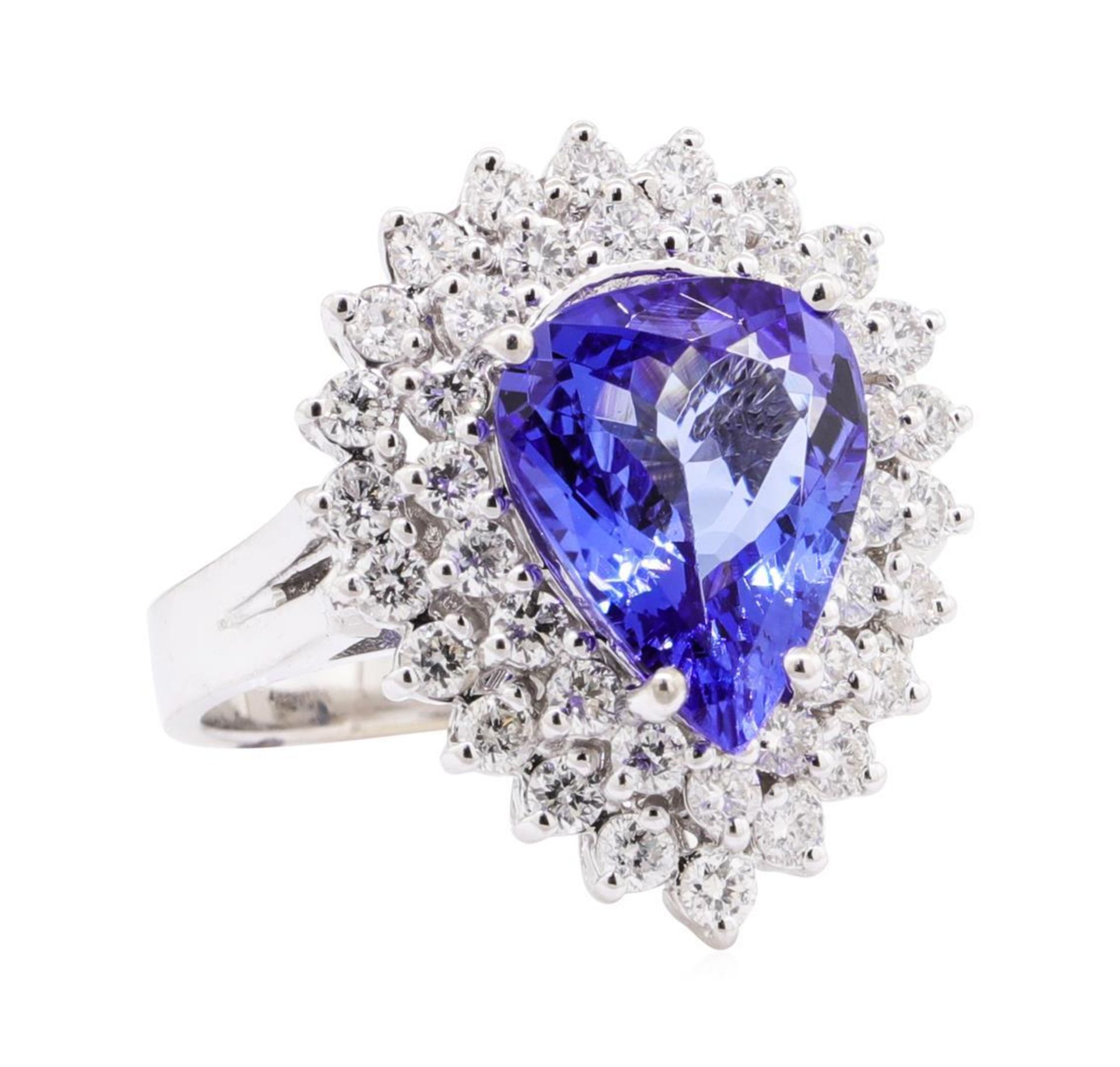 5.10 ctw Tanzanite and Diamond Ring - 14KT White Gold