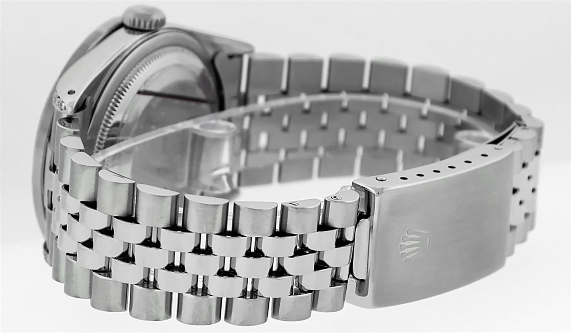 Rolex Mens Stainless Steel Silver Diamond Lugs & Pyramid Bezel Datejust Wristwat - Image 6 of 8