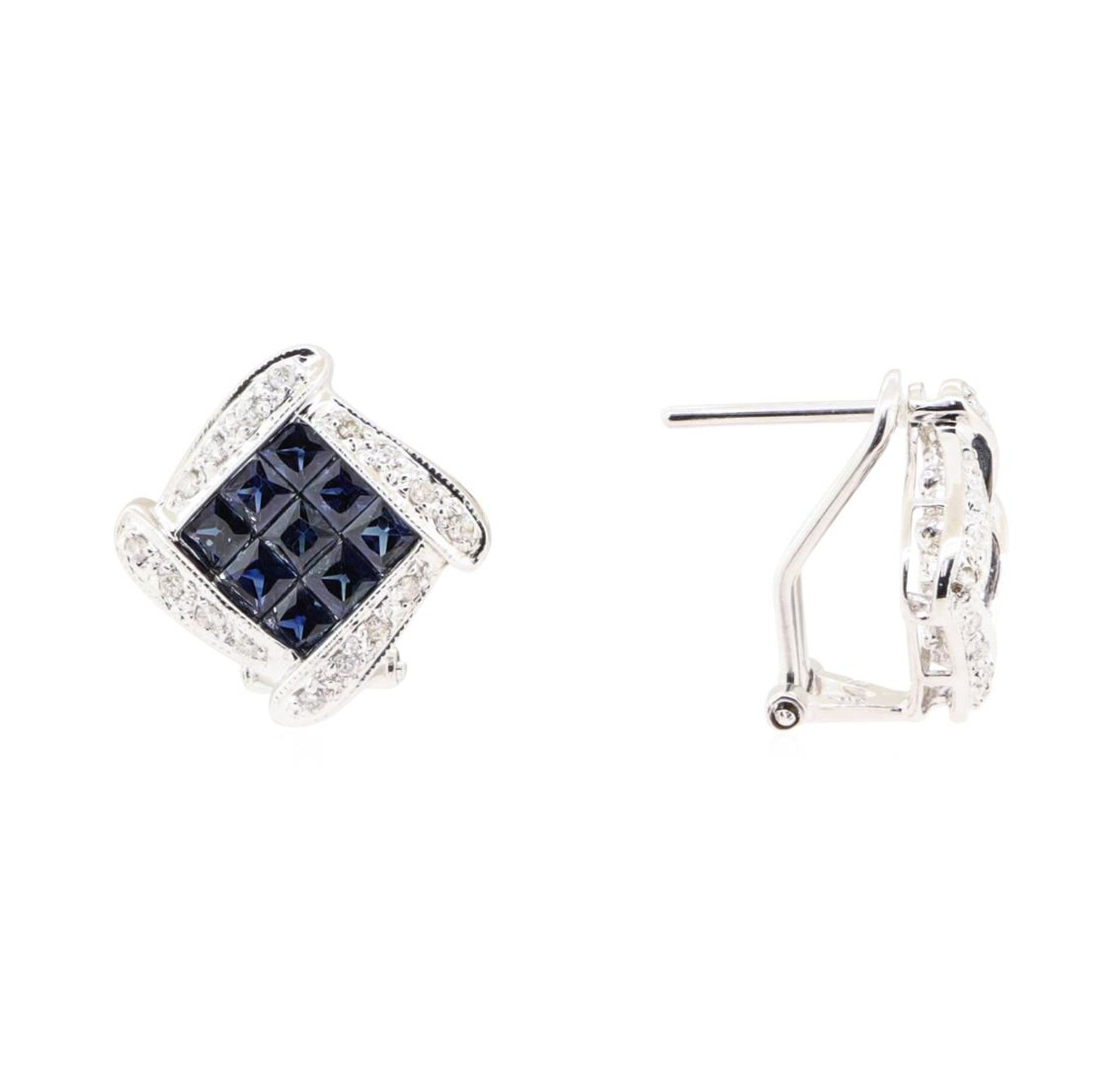 2.21 ctw Sapphire And Diamond Earrings - 14KT White Gold - Image 2 of 3