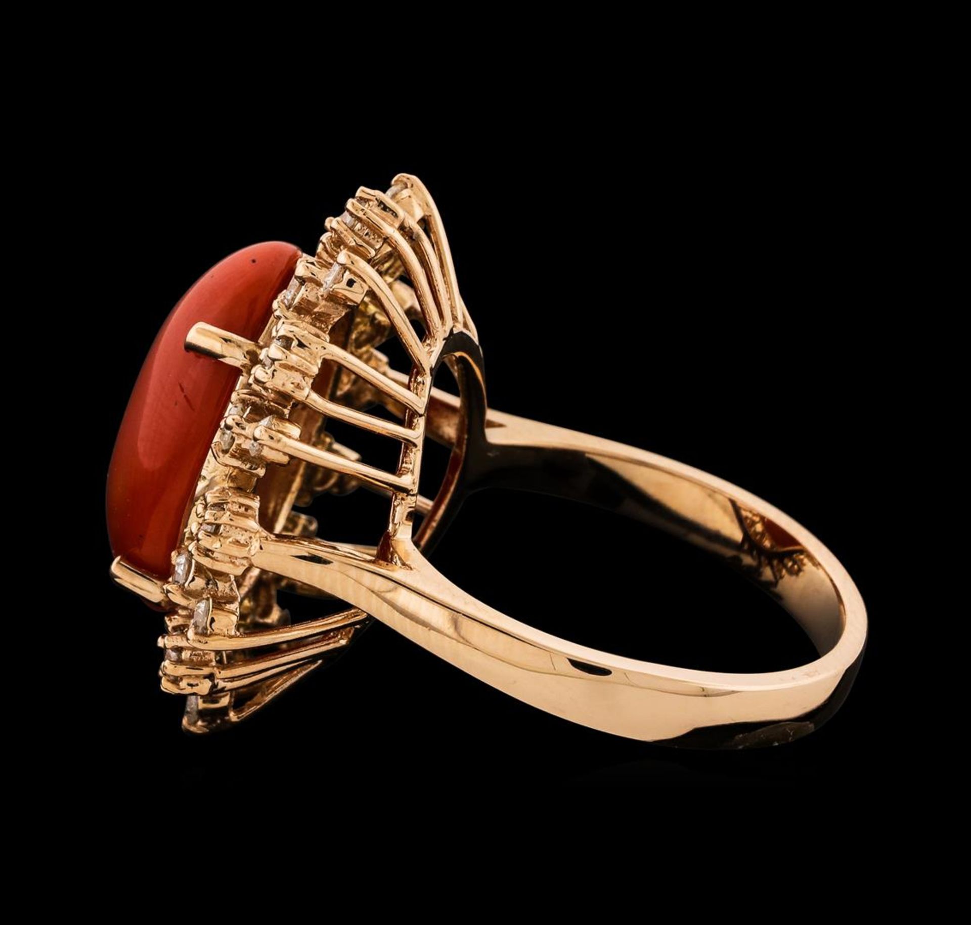 5.07 ctw Coral and Diamond Ring - 14KT Rose Gold - Image 3 of 4
