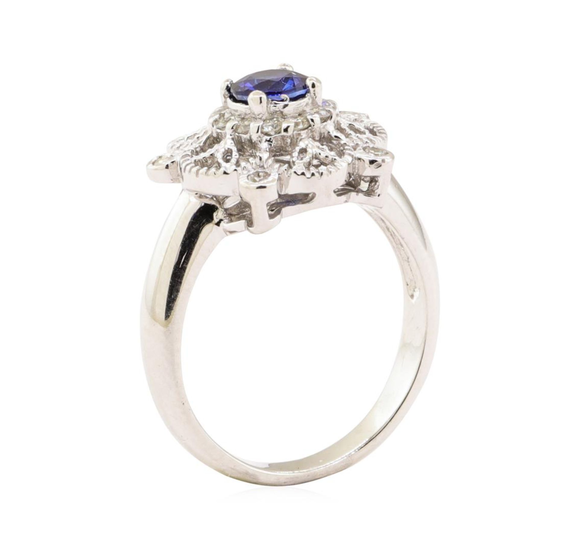 0.88 ctw Blue Sapphire And Diamond Ring - 14KT White Gold - Image 4 of 5
