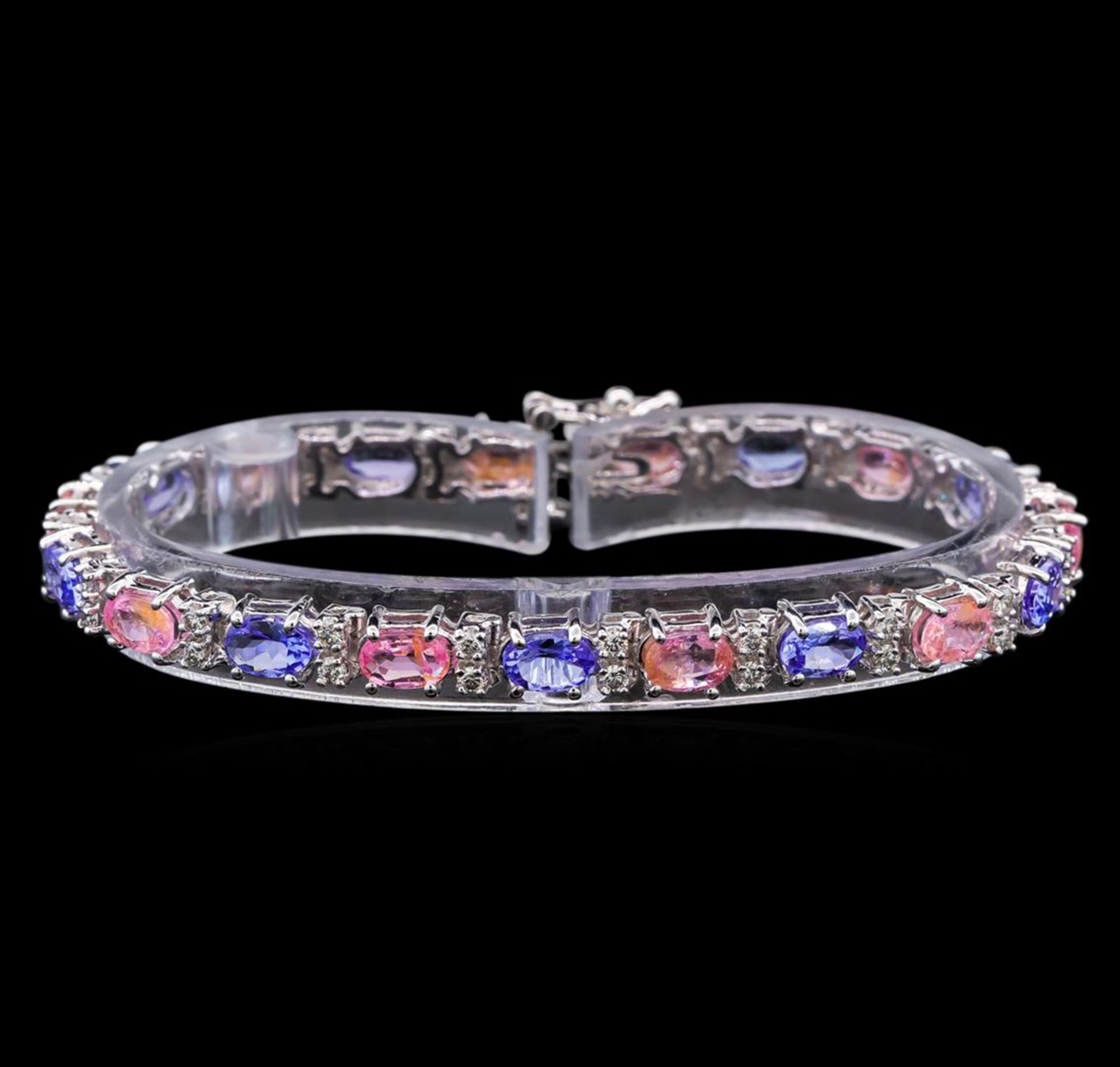 14KT White Gold 6.30 ctw Sapphire, Tanzanite and Diamond Bracelet