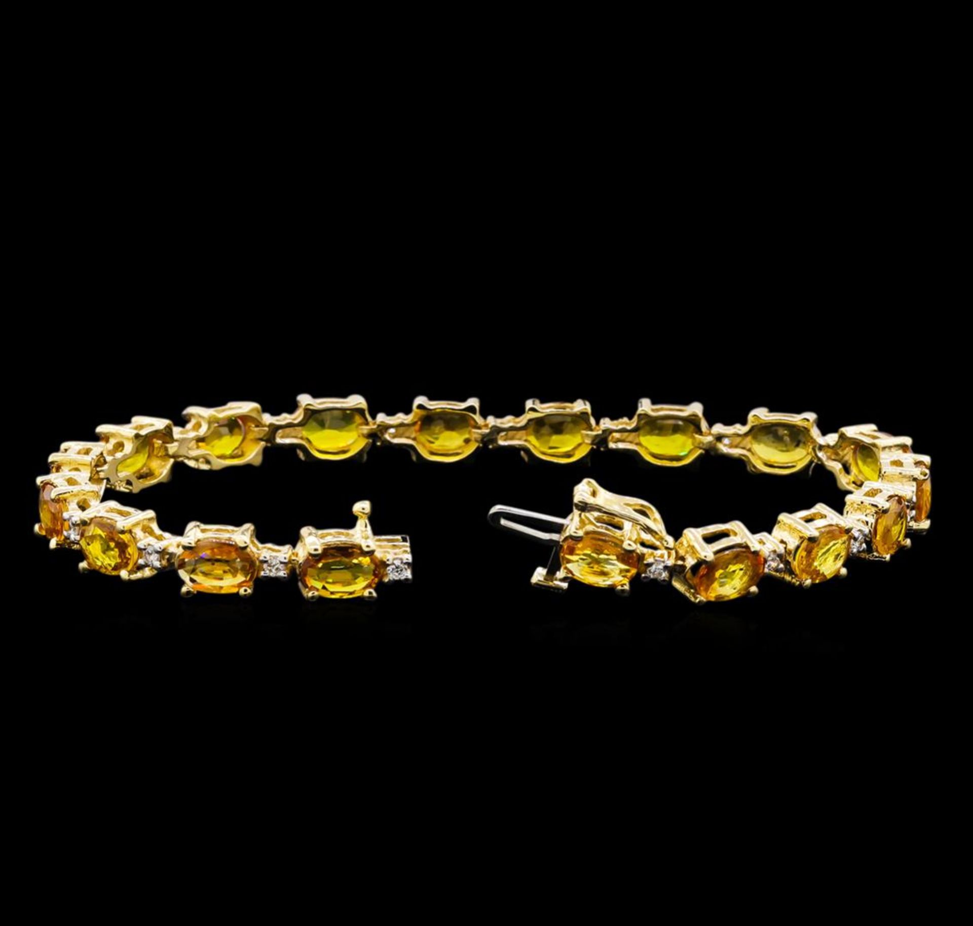15.57 ctw Yellow Sapphire and Diamond Bracelet - 14KT Yellow Gold - Image 3 of 4