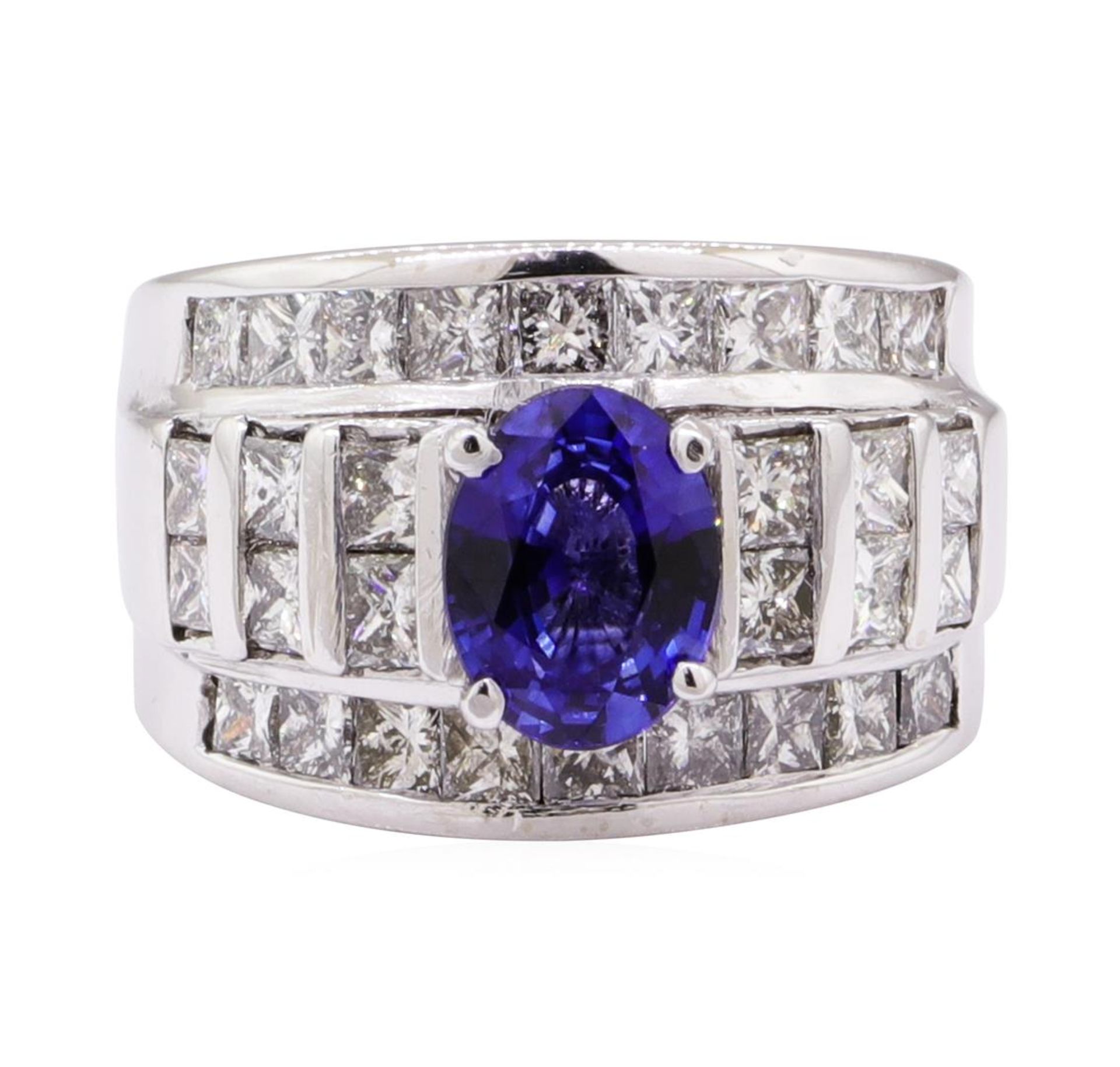3.02 ctw Sapphire And Diamond Ring - 14KT White Gold - Image 2 of 5