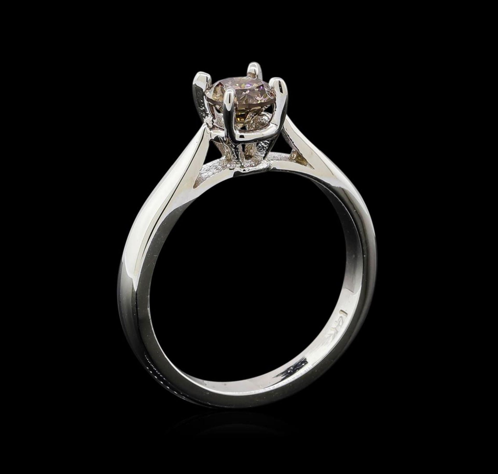 14KT White Gold 0.67 ctw Round Cut Fancy Brown Diamond Solitaire Ring - Image 4 of 5