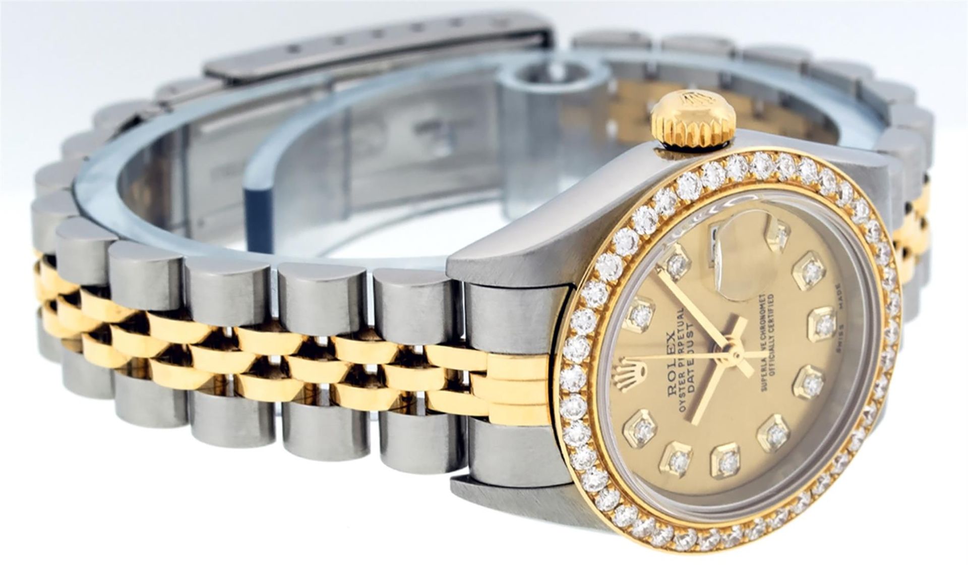 Rolex Ladies Quickset 2 Tone Champagne 1 ctw YG Diamond Oyster Perpetual Datejus - Image 4 of 9