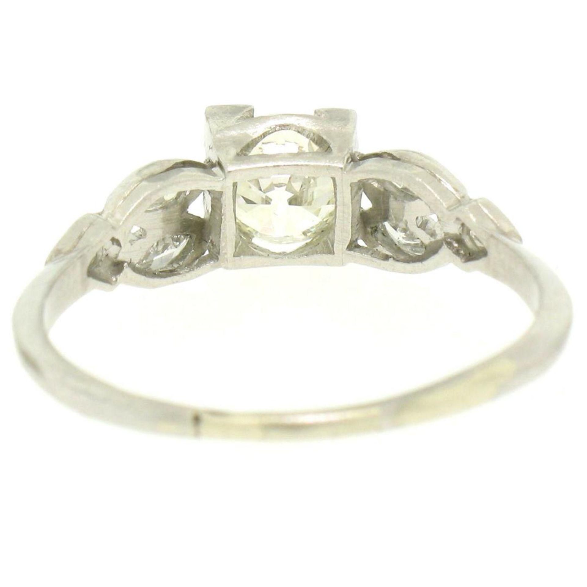 Antique Art Deco Platinum 0.90 ctw Old European & Marquise Diamond Solitaire Rin - Image 9 of 9