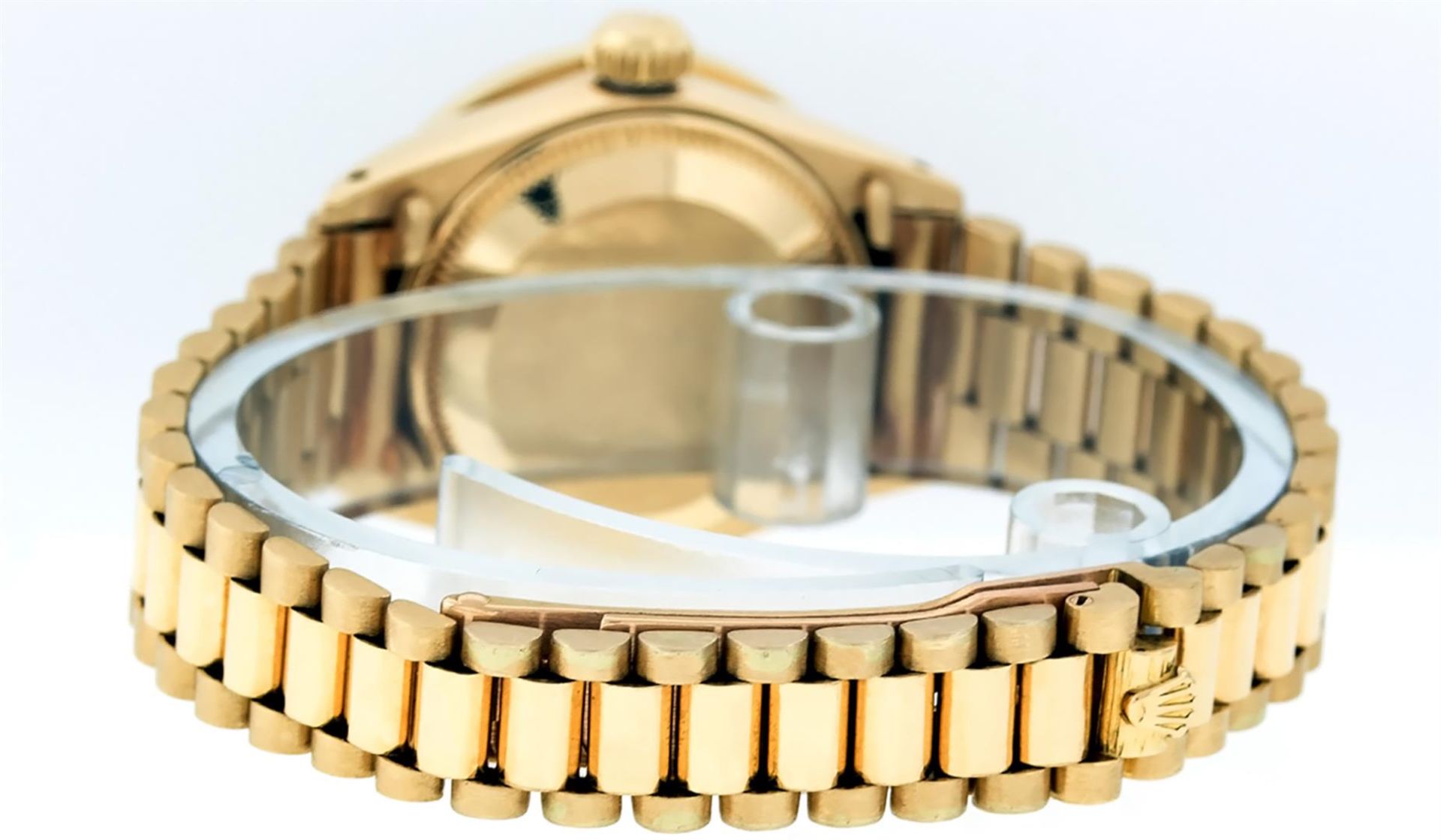 Rolex Ladies 18K Yellow Gold Blue Vignette Diamond Datejust President Wristwatch - Image 5 of 9