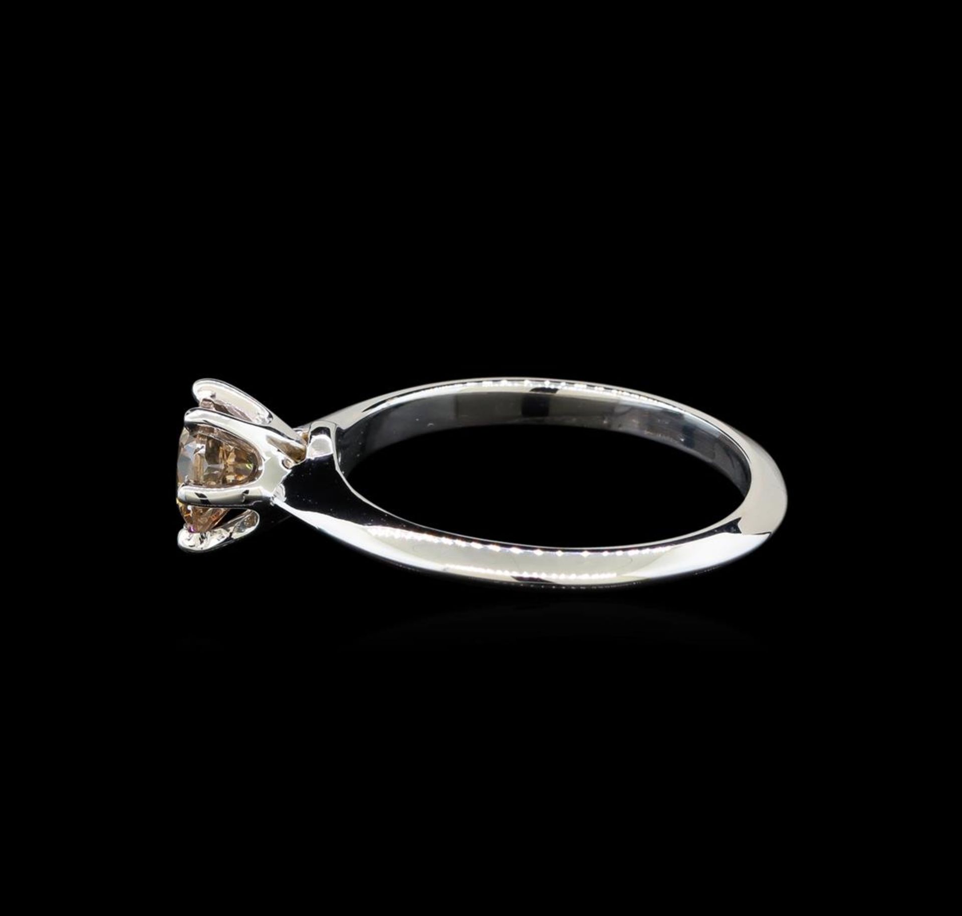14KT White Gold 0.70 ctw Round Cut Fancy Brown Diamond Solitaire Ring - Image 3 of 5