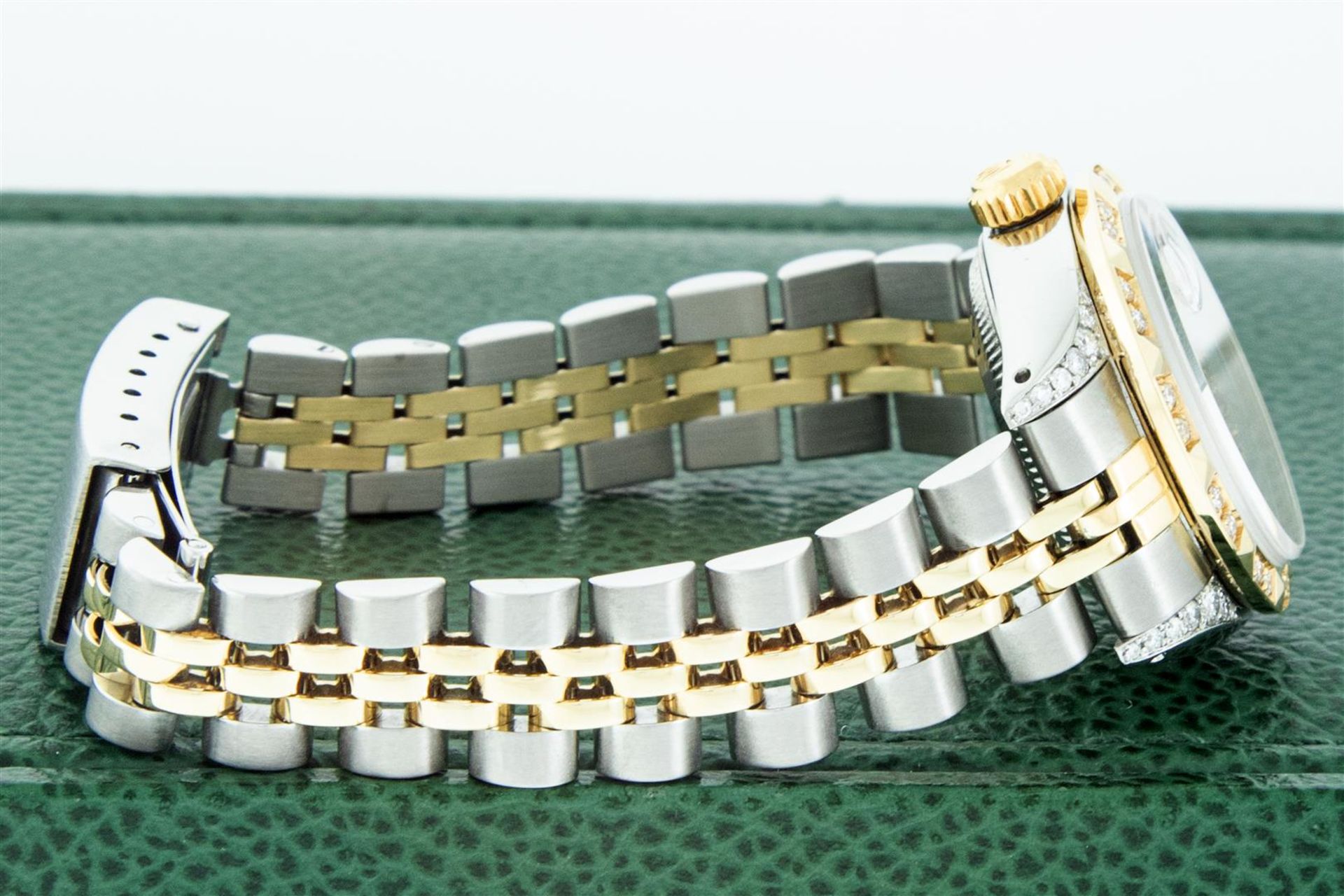 Rolex Ladies 2 Tone MOP Ruby & Pyramid Diamond Datejust Wriswatch With Rolex Box - Image 5 of 9
