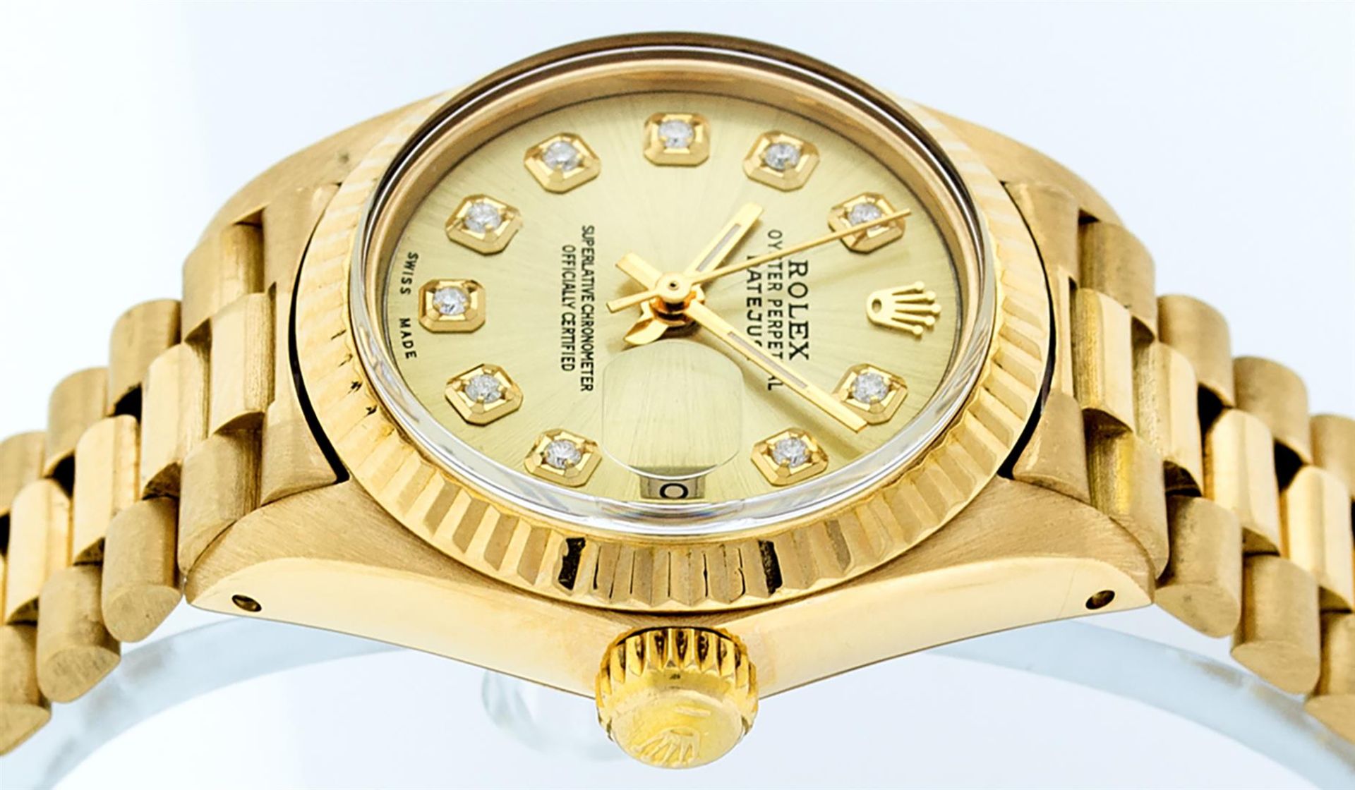 Rolex Ladies 18K Yellow Gold Champagne Diamond Datejust President Wristwatch - Image 4 of 9