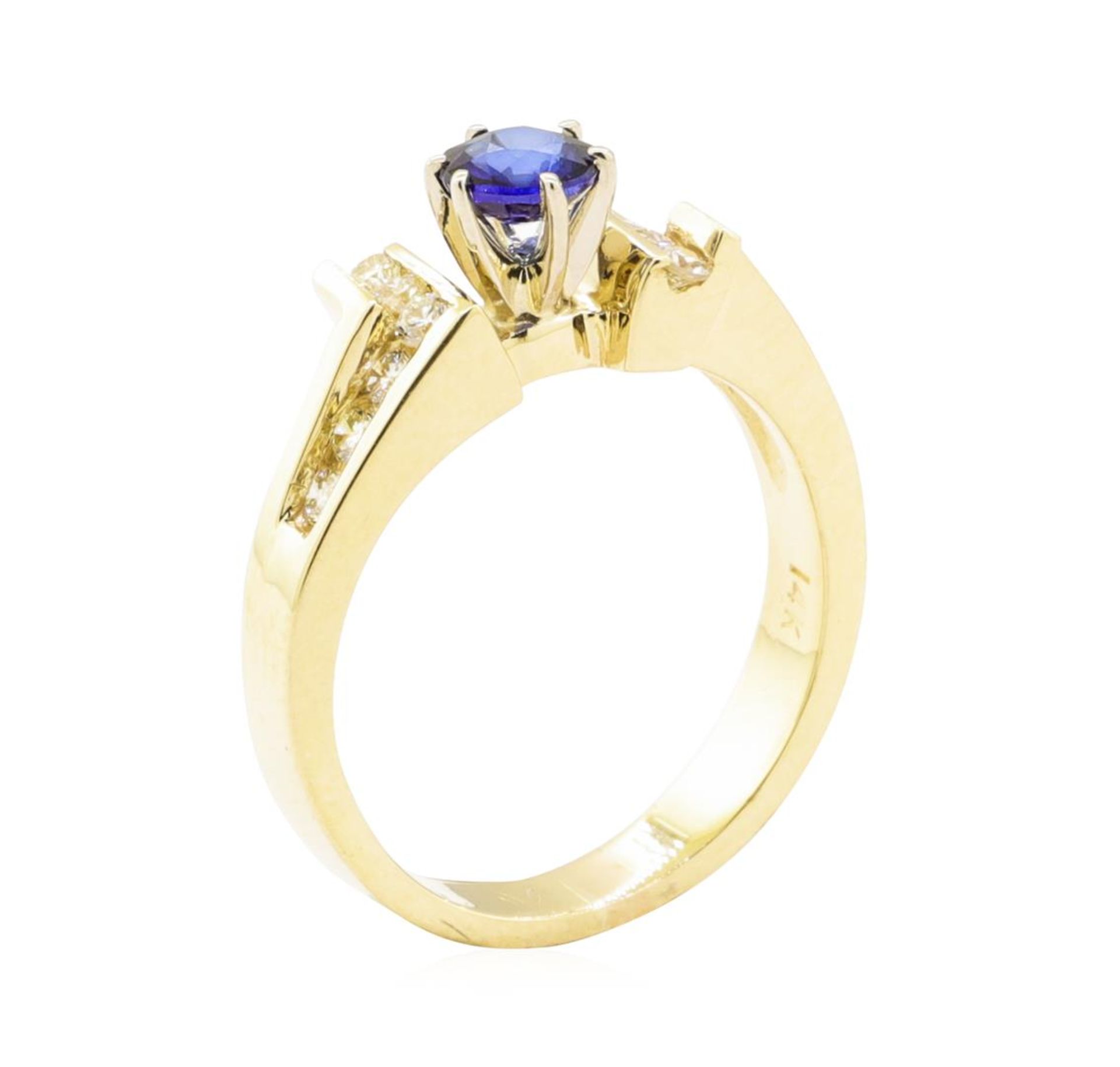 1.00 ctw Blue Sapphire and Diamond Ring - 14KT Yellow Gold - Image 4 of 4